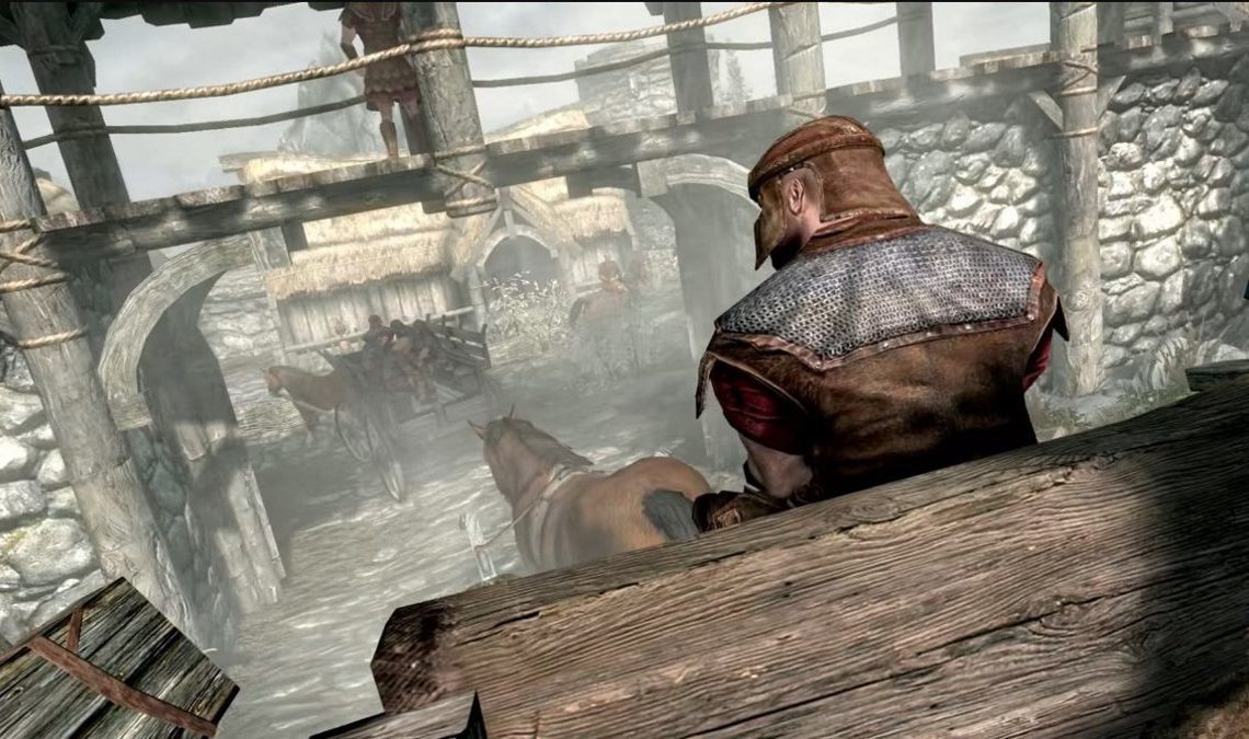 La scène d'ouverture dramatique de Skyrim est hilarante interrompue par un PNJ