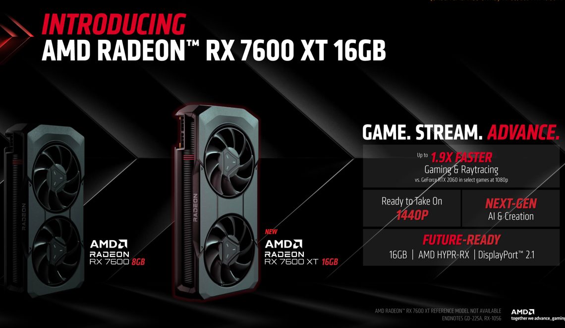AMD annonce un nouveau GPU de bureau 7600 XT compatible 1440p