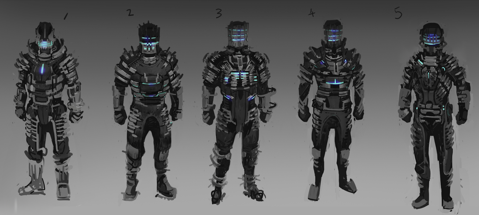 Esquisses conceptuelles pour le costume d'Isaac dans le remake de Dead Space. Crédit : EA/Motif