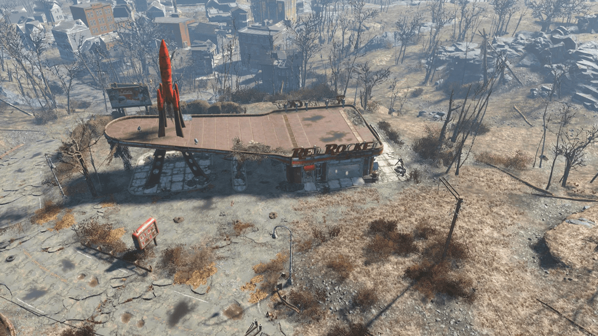De nouvelles photos de la série Fallout sur son plateau de tournage nous montrent des détails comme la mythique station essence Red Rocket