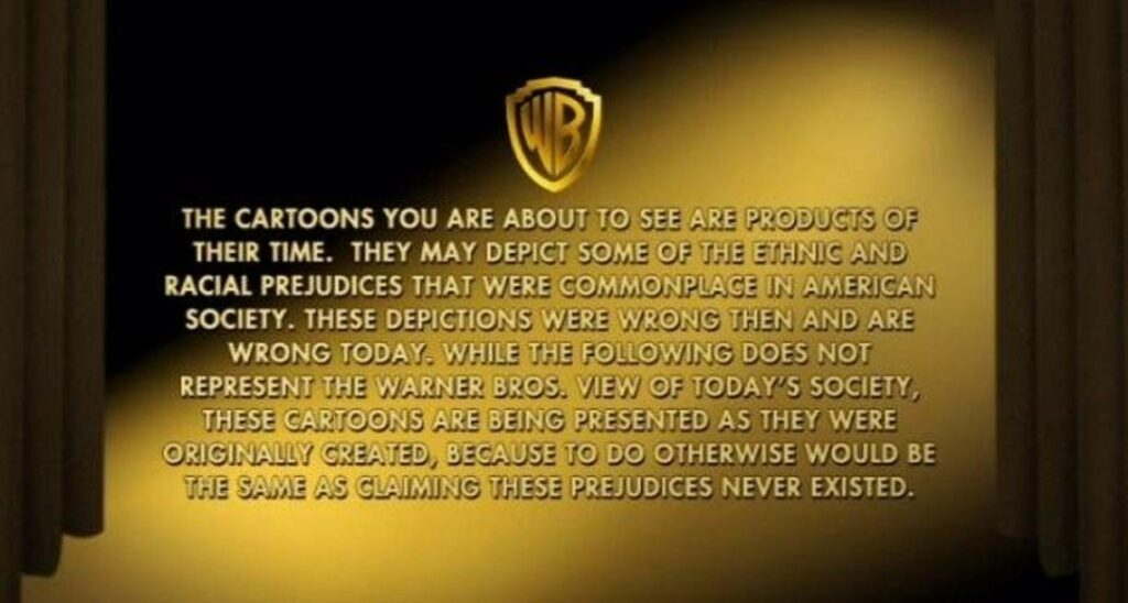 Warner Bros. publie fréquemment des avertissements de contenu avant l'âge d'or des dessins animés Looney Tunes.